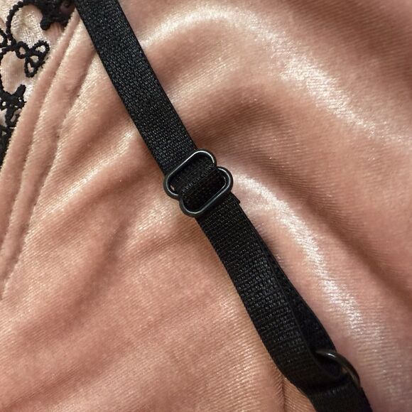 Y2K Slip Dress Women XL Pink Velour Lace Trim Babydoll Fairy Camisole Goth 90s - Picture 8 of 10